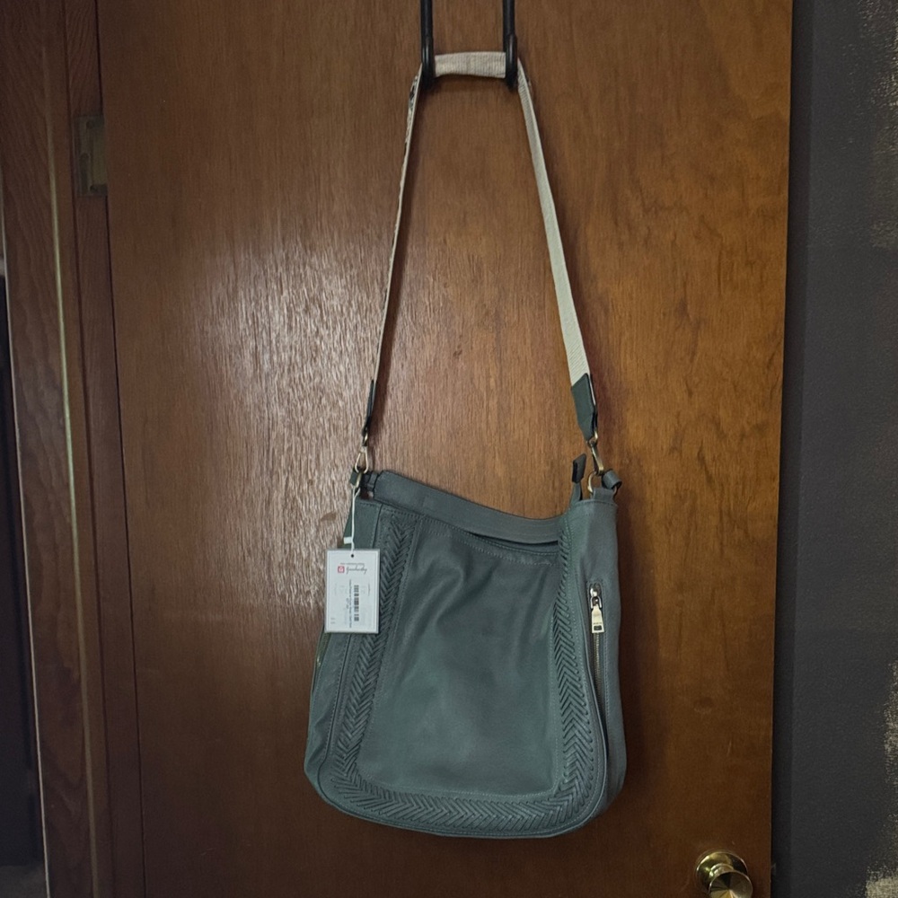 Stylish Light Blue Leather Shoulder Bag
